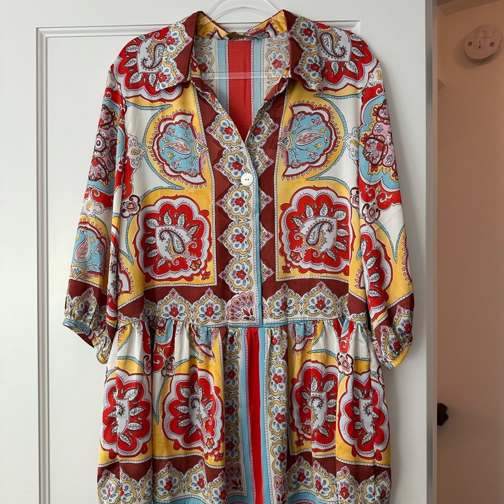 Mango Baraoque Print Dress